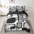 thumbnail image 2 of Erosebridal Abstract Sqare Bedding Queen Size,Geometric Rectangle Comforter Sets with Sheets,Stripes Room Decorative,Reversible,Breathable,7pcs, 2 of 5