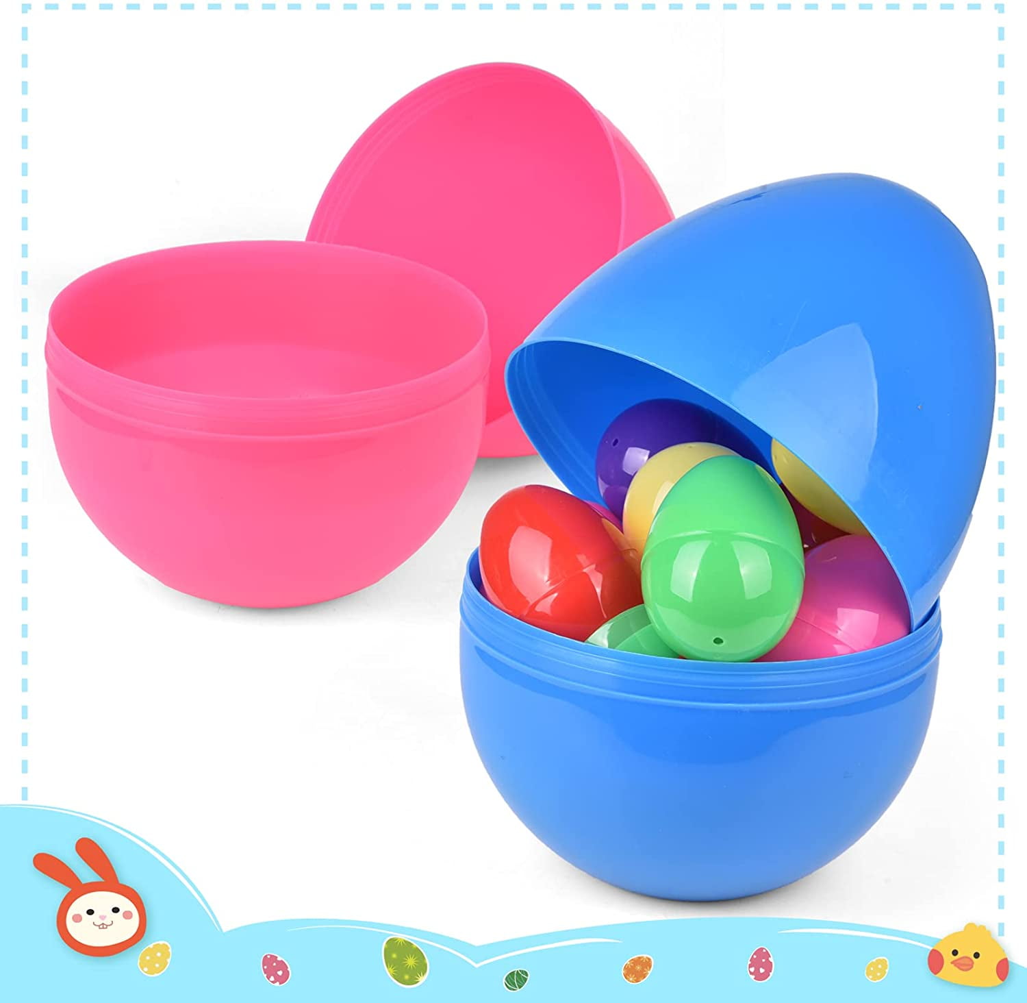 Fun Little Toys 6 Pcs 10 Inch Jumbo Easter Eggs, Plastic Colorful Large Easter Egg Bulk Empty Fillable Basket Stuffers, Yard Hunt Game Supplies Party Favor Outdoor Decorative