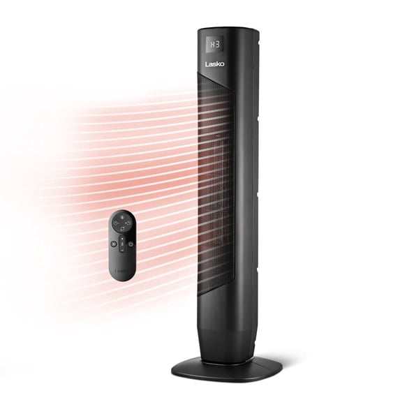 Restored Lasko 32" Oscillating Ceramic Tower Space Heater with Remote, Black (Refurbished)