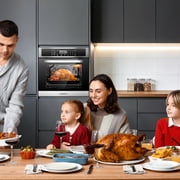 Sunmaki Electric Single Wall Oven 24 Inch , 2.5 Cu. Ft Electric Built-in Convection Oven LED Digital Display Touch Control Timer Alarm Clock Child Lock for Kitchen