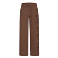 thumbnail image 4 of Wyobmus Men's Cotton Linen Pants Casual Wide Leg Trousers Elastic Waist Blended Breathable Comfortable Soft Beach Pants Brown, 4 of 6