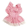 thumbnail image 2 of Trayknick 1 Ensemble Pet Princesse Robe Patchwork Accrocheur Comfortable Doux Col Carré Robe jusqu'à Manches à Volants Plaid Impression Chiot Chien Jupe Animal de Compagnie Bowknot Collier Animaux de Compagnie Fournitures Rose Chaud, 2 of 13