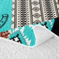 thumbnail image 5 of Manfei Western Tribal Aztec Bed Spread Queen 3pcs,Southwestern Cowboy Boots Hat Queen Coverlet Set,Turquoise Black Brown,1 Quilt and 2 Pillowcases, 5 of 7