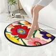 thumbnail image 4 of Aoznliie Bathroom Rugs, Half Round Non Slip Absorbent Floral Bath Mat, 16x24 inch Washable Rug for Bathroom Floor, 4 of 7