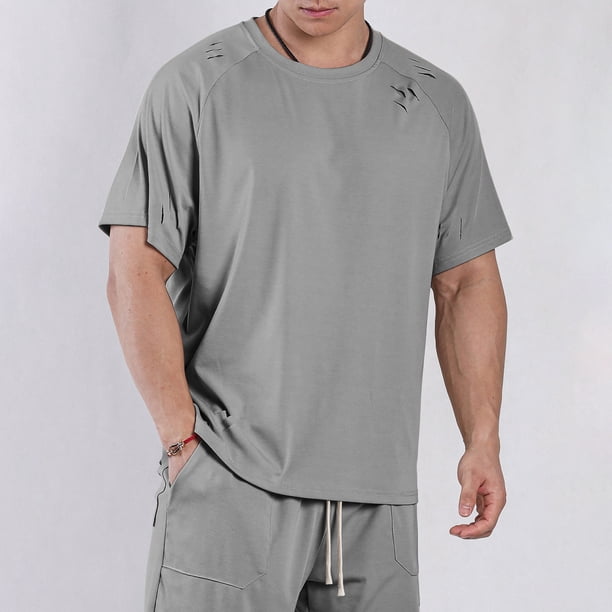 pstuiky Camisas casuales de manga corta para hombre, Sudadera con capucha y manga corta para hombre, informal, de color liso y a la moda. camisas casuales para hombre l