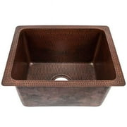 17" Rectangle Hammered Copper Bar/Prep/Laundry/Utility Sink w/ 3.5" Drain Opening