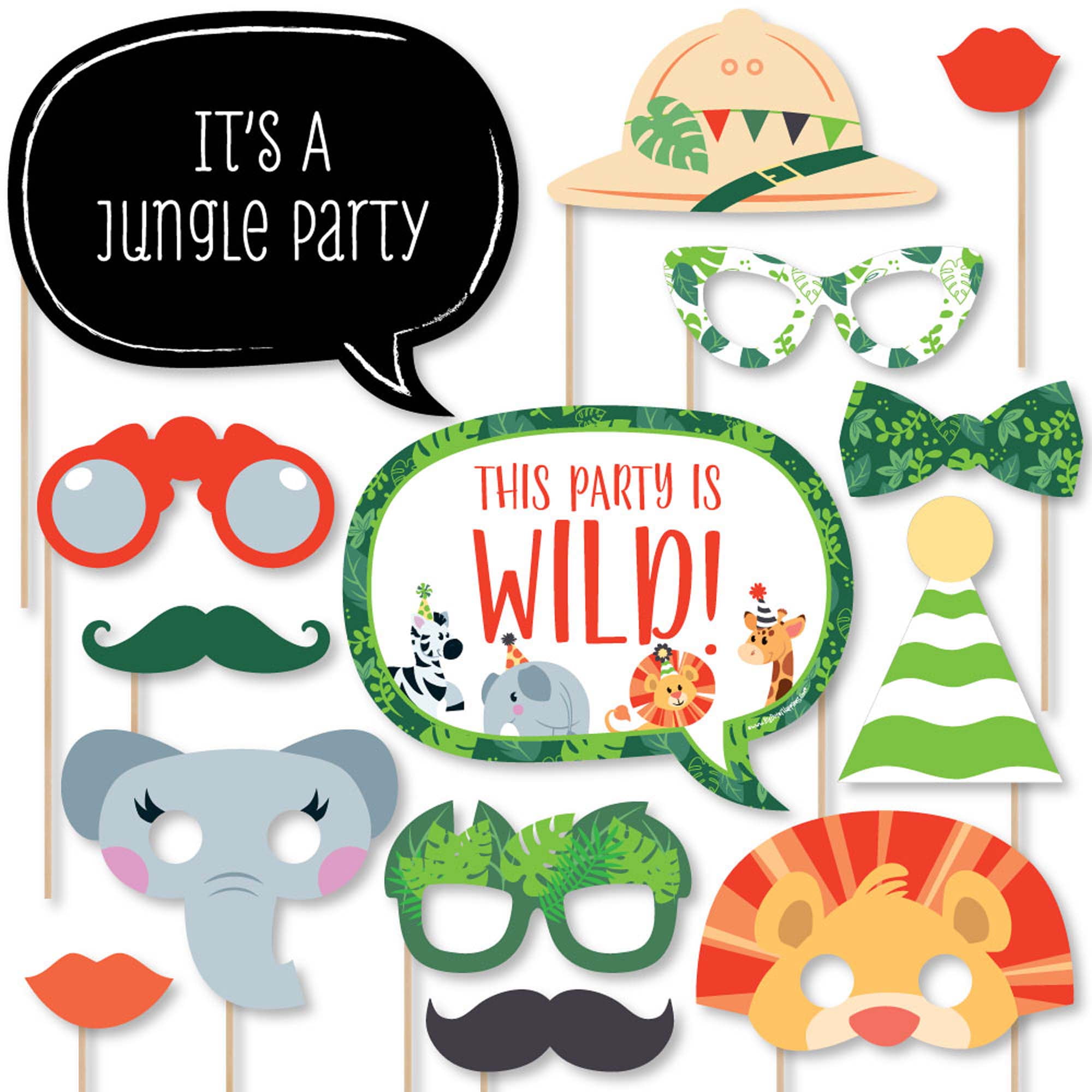 Big Dot of Happiness Jungle Party Animals - Safari Zoo Animal Birthday  Party or Baby Shower Photo Booth Props Kit - 20 Count - Walmart.com