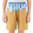 thumbnail image 3 of BloomJoy Little Kid Ice Cream Shorts 2-14T Boy Girl Elastic Waist with Pockets Summer Cool Preppy Ice Cream Baseball Shorts 7-8 Years Blue Summer Shorts, 3 of 5