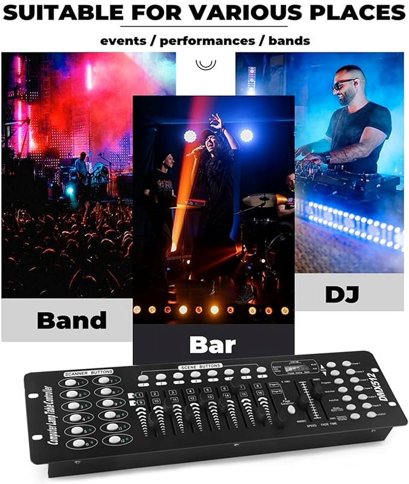 Black Grand Console DMX and MIDI Operator 192 Channel Light Controller for Live Concerts KTV DJs Clubs