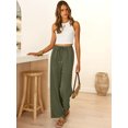 thumbnail image 6 of Cutuoiiu Women's High Waisted Solid Color Wide Leg Pants, Drawstring Elastic Waist with Pockets, Lightweight Loose Fit Long Trousers for Everyday Wear Gift, 6 of 8