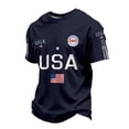 thumbnail image 2 of Men's American USA Flag Patriotic T-Shirts 4th of July Shirts Graphic Tees Summer Short Sleeve Workout Shirt Blue M, 2 of 3