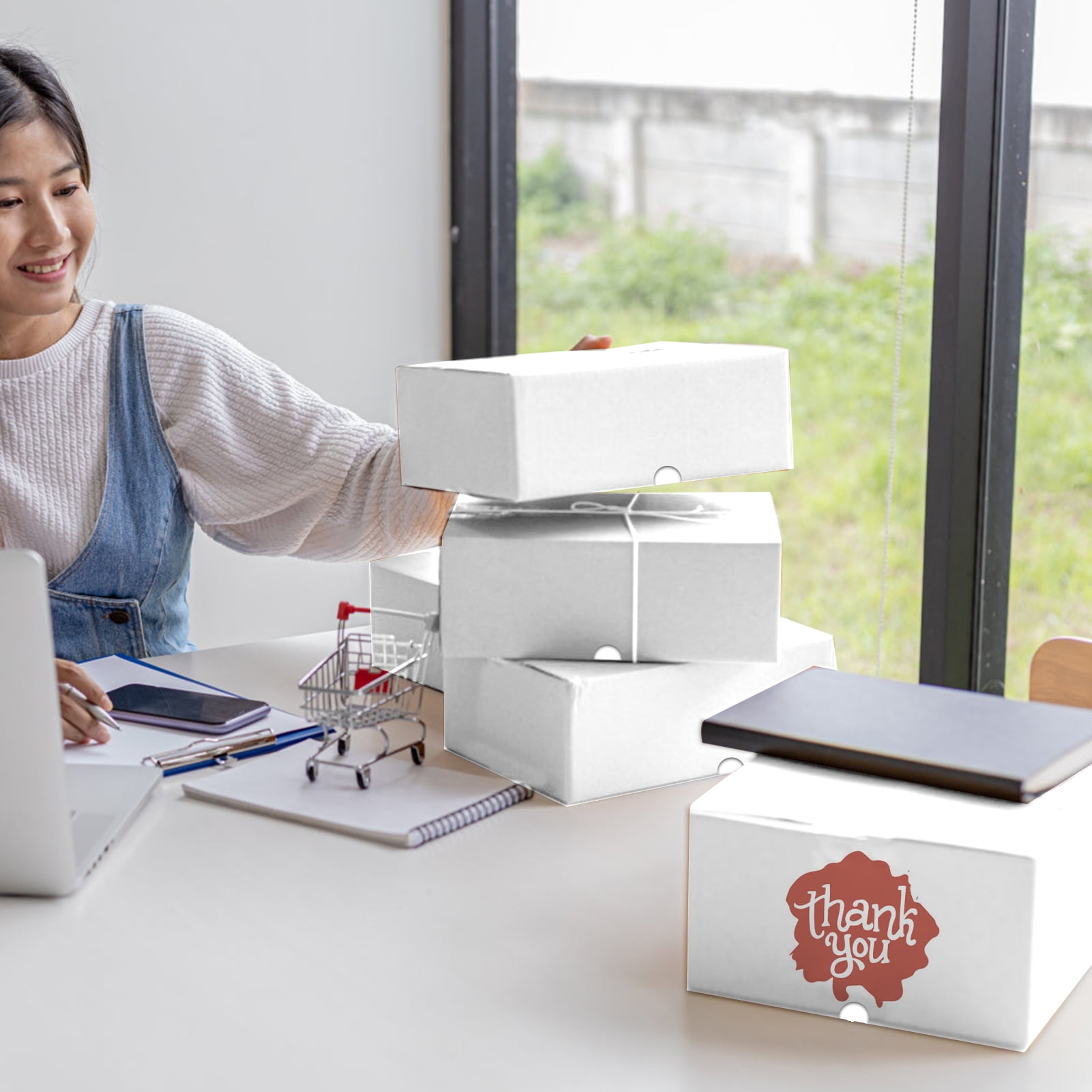 8"x6"x4" Small Shipping Boxes Set of 20, White Corrugated Cardboard Box for Small Business