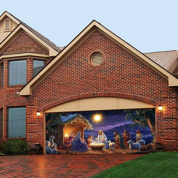 Christmas Garage Door Decorations Merry Christmas Garage Door Banner Cover Joy To The World Christmas for Xmas Holiday Party