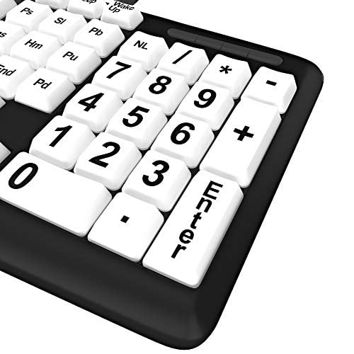 Nuklz N Large Print Computer Keyboard with White Keys and ...