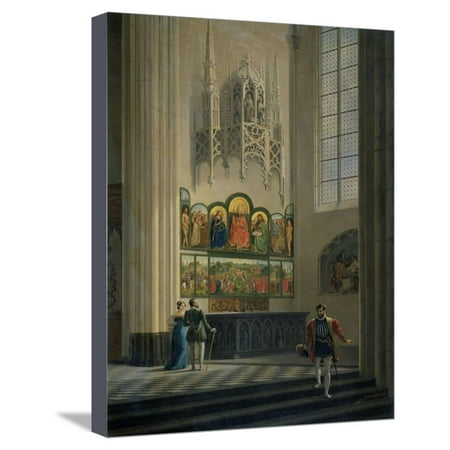 Ghent Altarpiece by the Van Eyck Brothers in St Bavo Cathedral Stretched Canvas Print Wall Art By Pierre Francois De