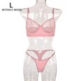 thumbnail image 1 of Conjunto de ropa interior sexy para mujer, pestañas de malla, sujetador de encaje, ropa interior, regalo, rosa, L Eigraketly XX000055-21, 1 of 7