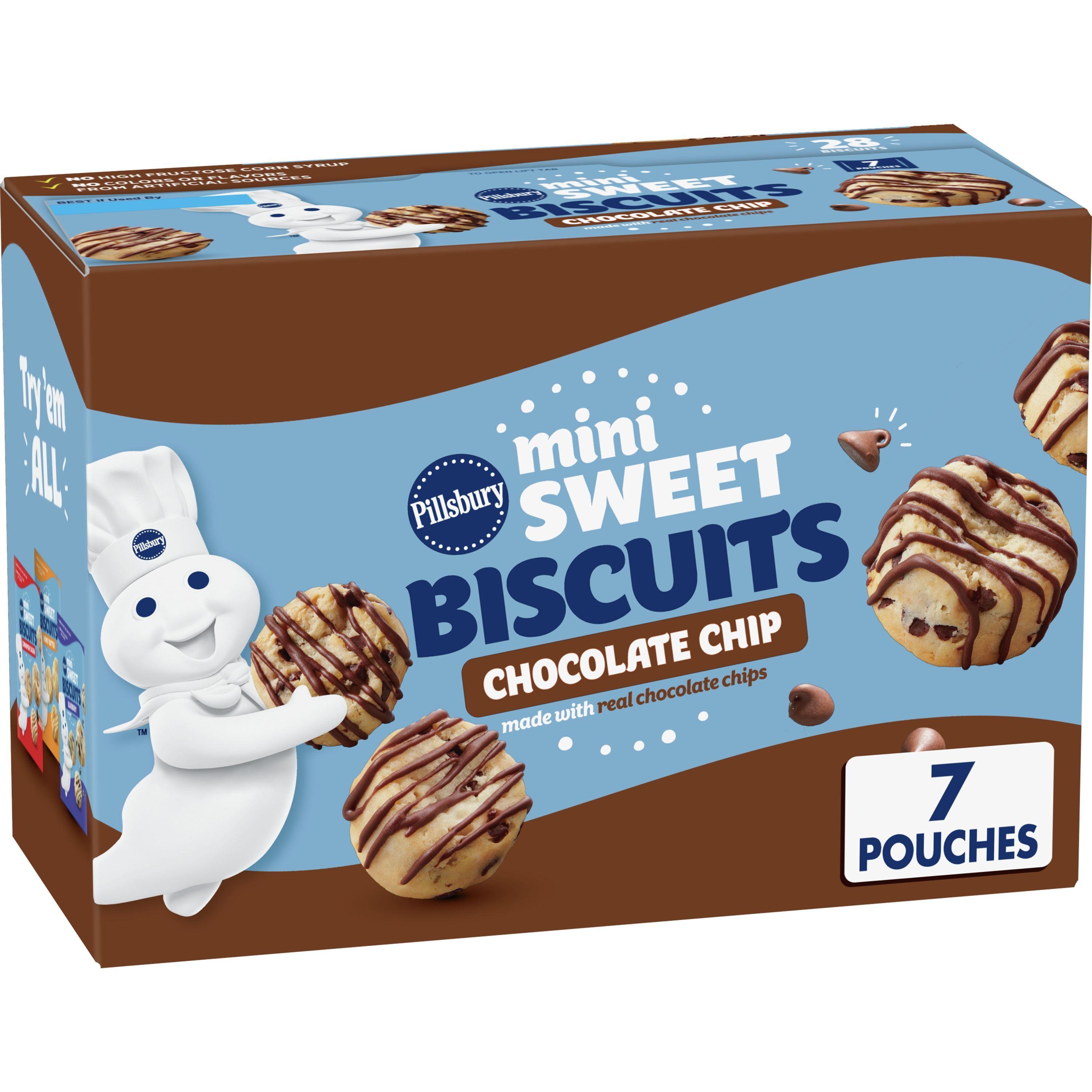 Pillsbury Soft Baked Mini Sweet Biscuits, Chocolate Chip, 28 ct
