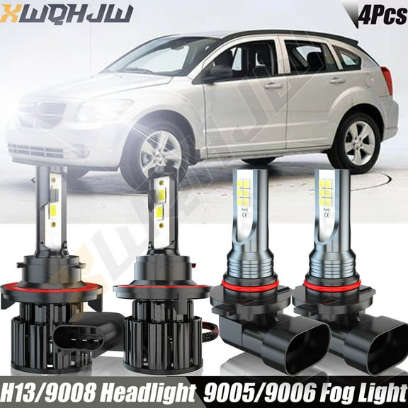 4x For 2011-2012 Dodge Caliber - 9008 LED Headlight Hi/Lo   9005/9006 Fog Light Bulbs