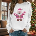 thumbnail image 4 of Aobny Shirts for Women Trendy Long Sleeve Christmas White Sweatshirt Pullover Crew Neck Pullover Santa Gym Clothes,M, 4 of 6