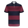 thumbnail image 4 of Hvogkswy Mens T-shirts Striped Print Short Sleeve Lapel Neck Button Half Shirts Comfortable Breathable Daily Streetwear Summer Casual Tops, 4 of 4