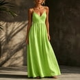 thumbnail image 6 of ClodeEU Women's V Neck Spaghetti Strap Backless Sleeveless Dress with Pockets ,Solid Color Casual Summer Maxi Dress Green,Women's Plus L, 6 of 7