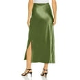 thumbnail image 4 of Ediodpoh Satin Maxi Skirt Womens High Waist Solid Color Elastic Waist with Side Slit Flowy Long Skirt Mini Skirts for Women Army Green M, 4 of 5