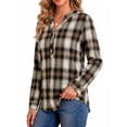 thumbnail image 4 of Fantaslook Womens Plaid Shirts Flannel Button Down Shirts Business Casual Long Sleeve Tops Dressy V Neck Blouses, 4 of 9