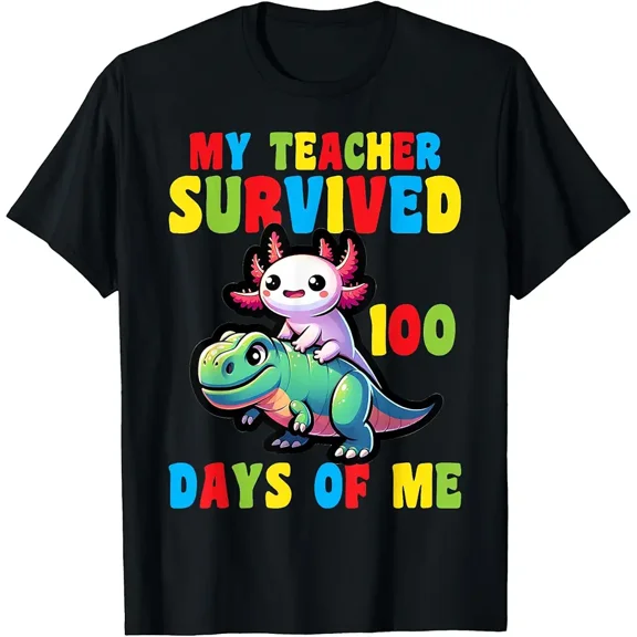 children's wear My Survived 100 Days Of Me Dinosaur Axolotl Kid Boys T-Shirt