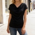 thumbnail image 2 of Women's Relaxed Fit Crew Neck Blouse Featuring Stylish Tiered Detail And Lightweight Puff Sleeve For Everyday Casual Wear Oversized T-shirts Short Sleeve Crewneck Casual Tops, 2 of 5