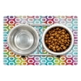 thumbnail image 1 of Geometric Circle Pet Mat for Food and Water, Digital Oval Bands on Vibrant Background Bubble Forms on Fractal Image, Non-Slip Rubber Mat for Dogs and Cats, 18" X 12", by Ambesonne, 1 of 2