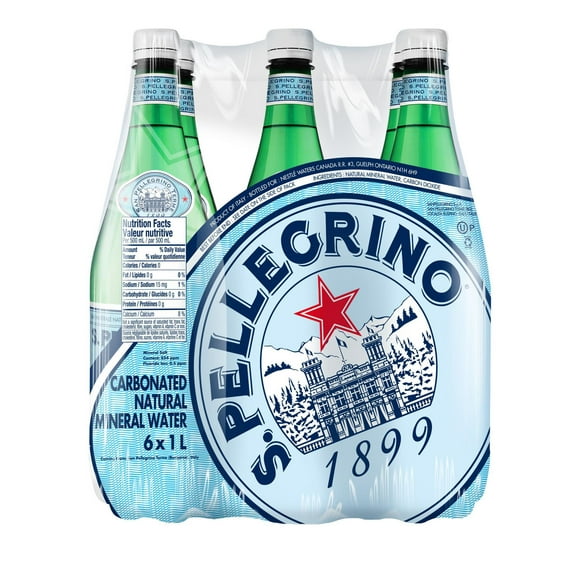 SAN PELLEGRINO Sparkling Carbonated Water –  6x1 L Bottle, 6 x 1L Bottles
