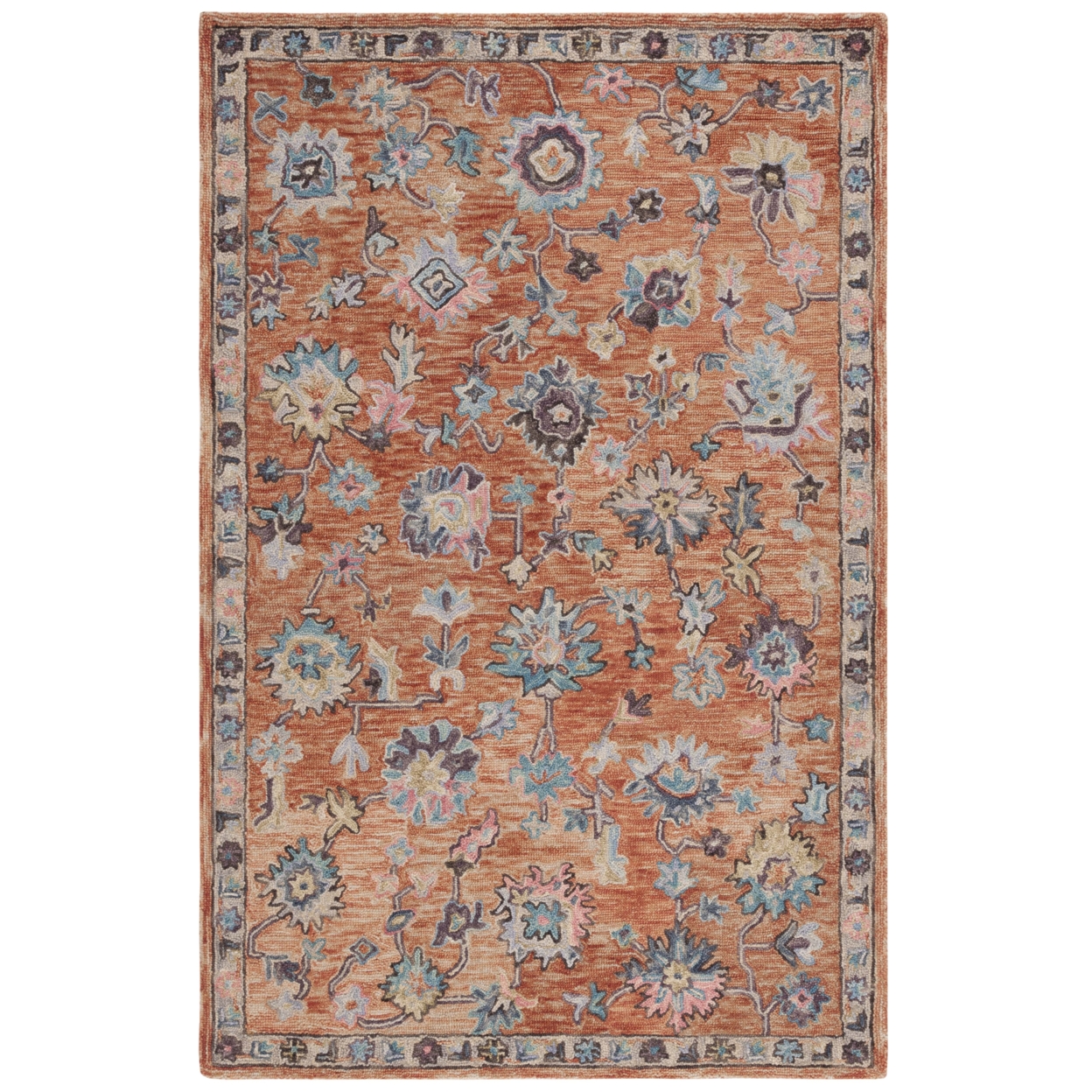 SAFAVIEH Blossom Moema Floral Area Rug, Rust/Blue, 8' x 10'