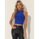 thumbnail image 2 of Top corto de malla Allegra K Cuello Alto Sin Mangas Azul Real S, 2 of 6