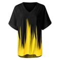 thumbnail image 3 of QAFOPEH Women V Neck Short Sleeve Pocket Patchwork Contrast Color Top, 3 of 3