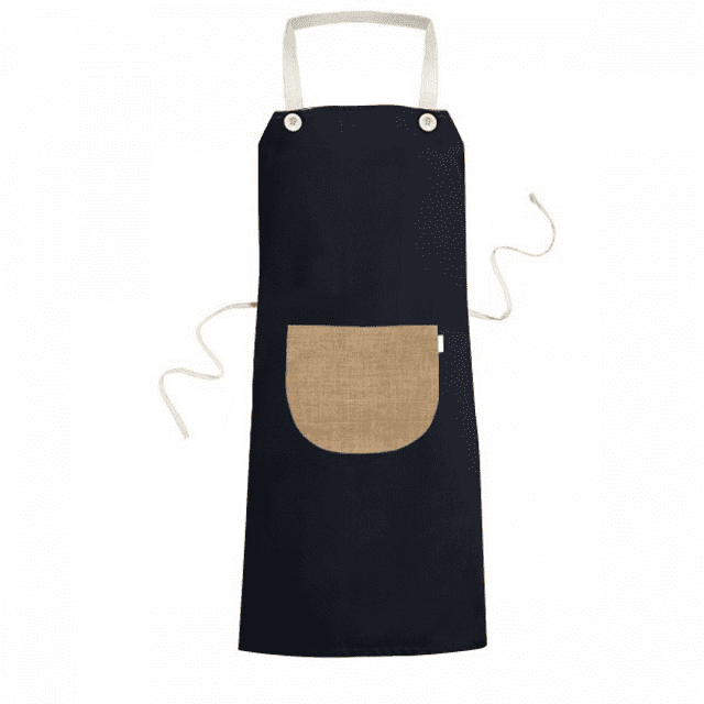 Fabric Flax Knit Kahki Apron Bib Sarong Cooking Baking Kitchen Pocket Pinafore