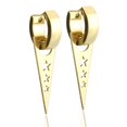 thumbnail image 1 of Pendientes colgantes de aro con forma de estrella hueca triangular de acero inoxidable, color negro, 1 of 4