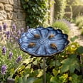 thumbnail image 4 of Glazed Ceramic Pollinator Waterer with Stake, Floral Insect Bird Feeder Bath, Sturdy Garden Yard Ornament for Hummingbirds Butterflies, Outdoor Patio Backyard Pollinator Station, 4 of 6