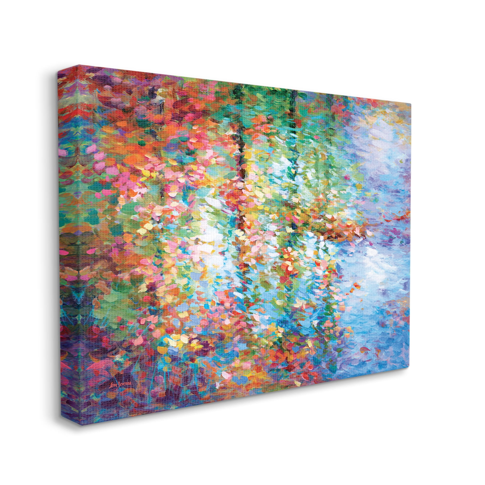 Stupell Industries Abstract Leaves Colorful Reflections Landscape Painting Gallery Wrapped Canvas Art Print Wall Art, 20 x 16