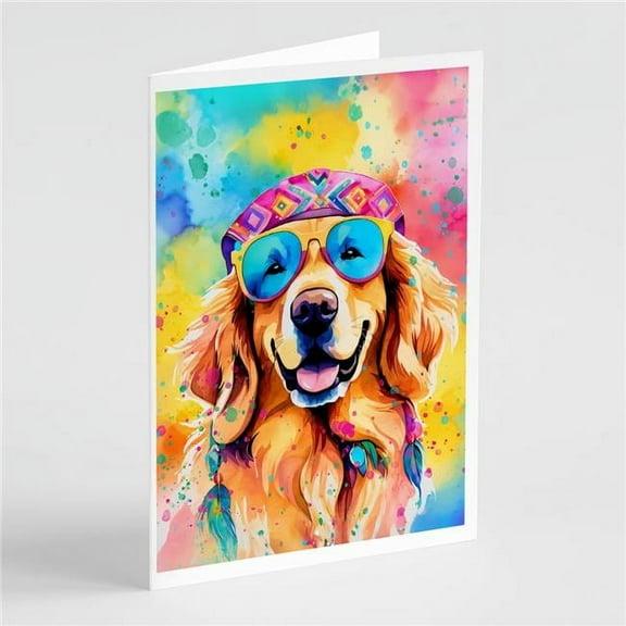 Golden Retriever Hippie Dawg Greeting Cards Pack of 8 7 in x 5 in