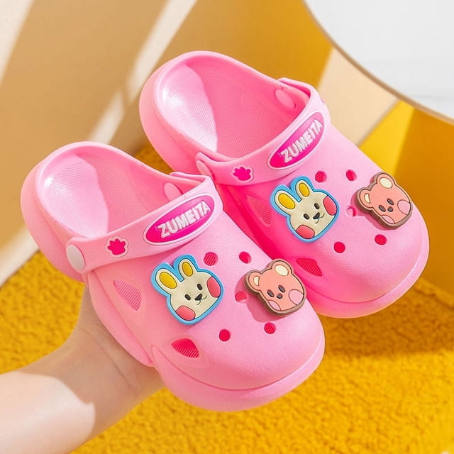 JIAGEYA Boys Casual Cute Cartoon Charms Clogs, Breathable Lightweight Non-slip Slip-on Soft Sole Easter/rabbit/bunny Sandals Slippers For Summer And Spring