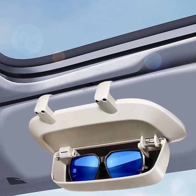Caja para gafas de para coche, soporte para gafas, artículos de moda portátiles, práctica y resistente caja de almacenamiento para gafas de Beige