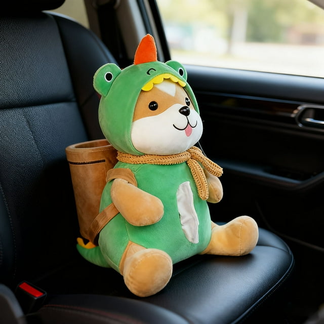 BotaniNest Function Trash Can And Tissue Holder Vehicle Interior Organizer With Lid And Storage Compartment
