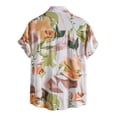 thumbnail image 1 of Camisas Casuales Para Hombre Camisas estampadas de manga corta, sueltas, informales, con cuello para hombre, blusa descubierta, camisas de primavera para hombre (White, L), 1 of 6