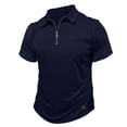 thumbnail image 4 of Men's Short Sleeve Quarter Zip Golf Polo Quick Dry Lightweight Lapel Workout T-Shirt Navy XL, 4 of 5