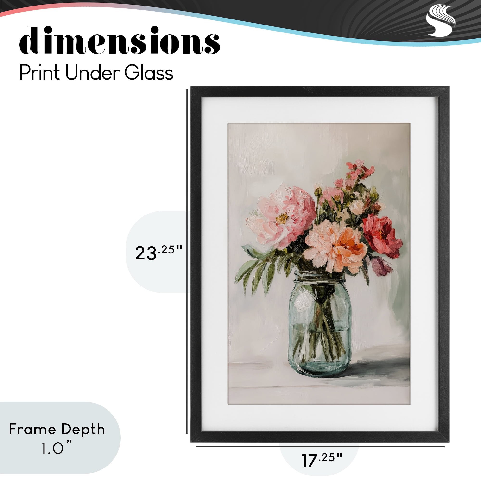 Stupell Industries Pink Flower Stems in Jar Black Framed Print Under Glass, design by Petal Prints Design