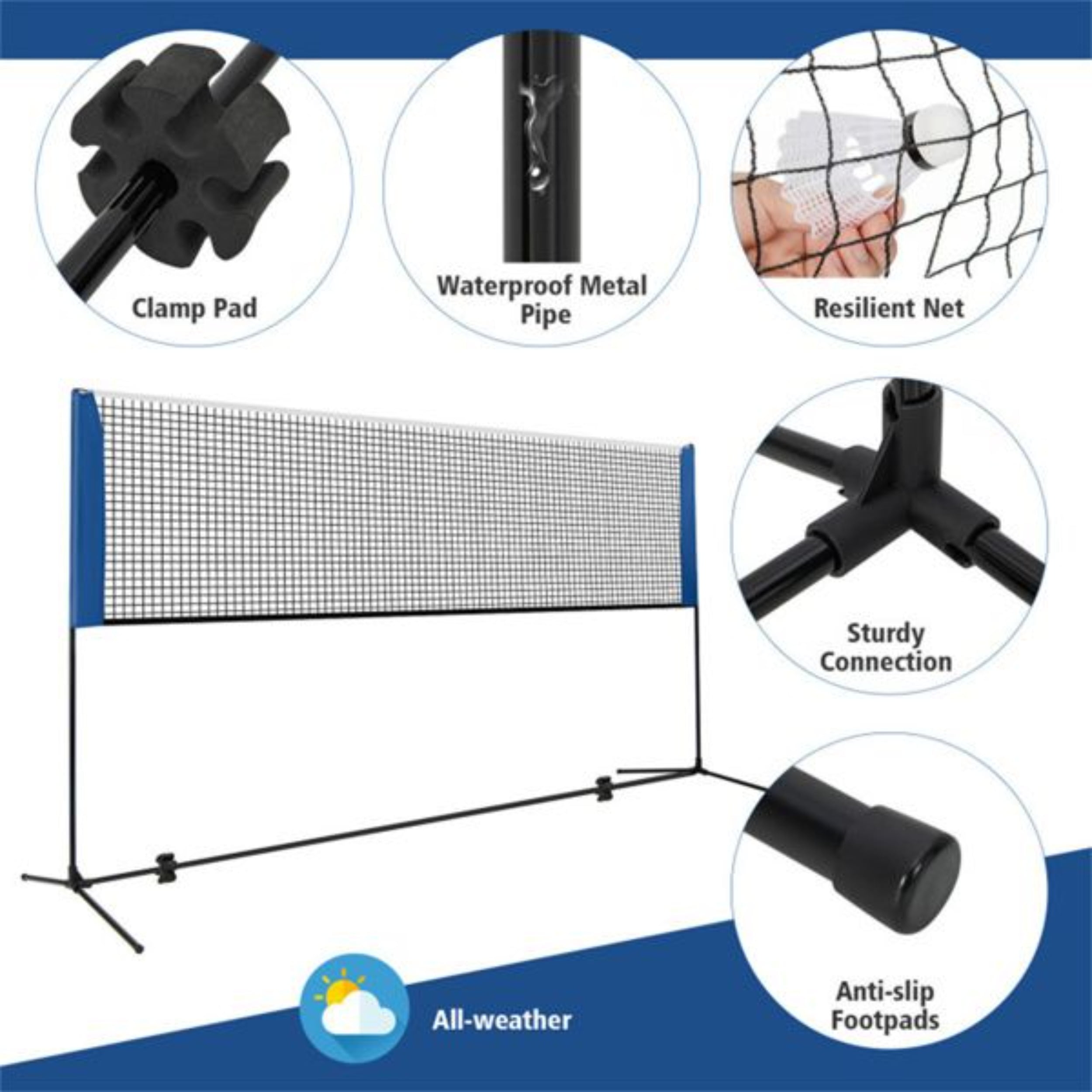 14-foot Badminton Set, Multi-functional Net Set, Adjustable Height, Waterproof and Durable, with Anti-slip Foot Pads, with Storage Bag, Suitable for Backyard, Beach, and Park