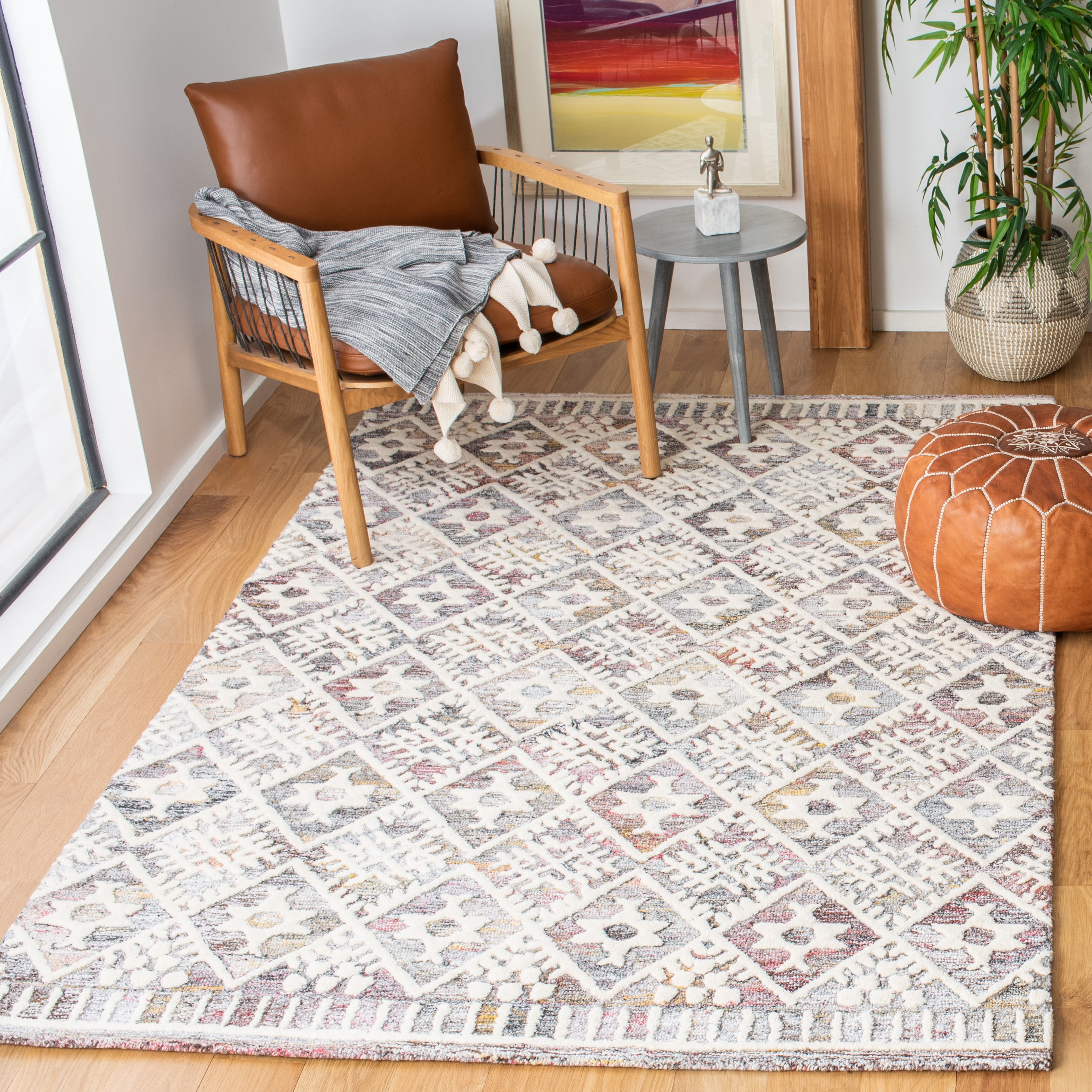 SAFAVIEH Roslyn Desi Geometric Area Rug, Red/Ivory, 4' x 6'