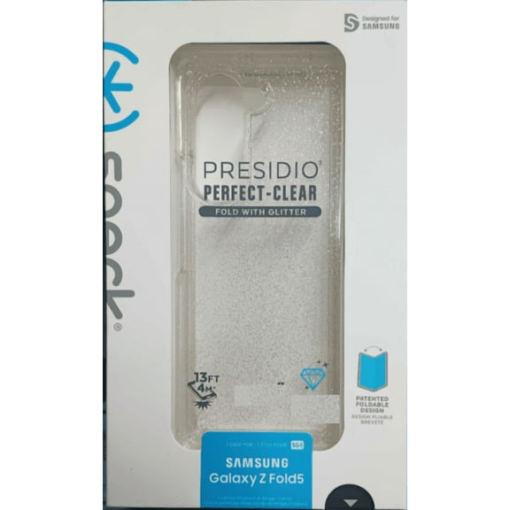 Speck Presidio Perfect-Clear Fold Case For Samsung Galaxy Z Fold5-Clear with Glitter