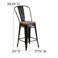 thumbnail image 6 of Flash Furniture 4 Pack 24" High Black-Antique Gold Metal Counter Height Stool with Back and Wood Seat, 6 of 13