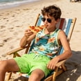thumbnail image 4 of Aideaone Boys Swim Trunks with Compression Liner Solid Color Bathing Suits Summer Quick Dry Swimwear Swim Shorts 6-14T, 4 of 6